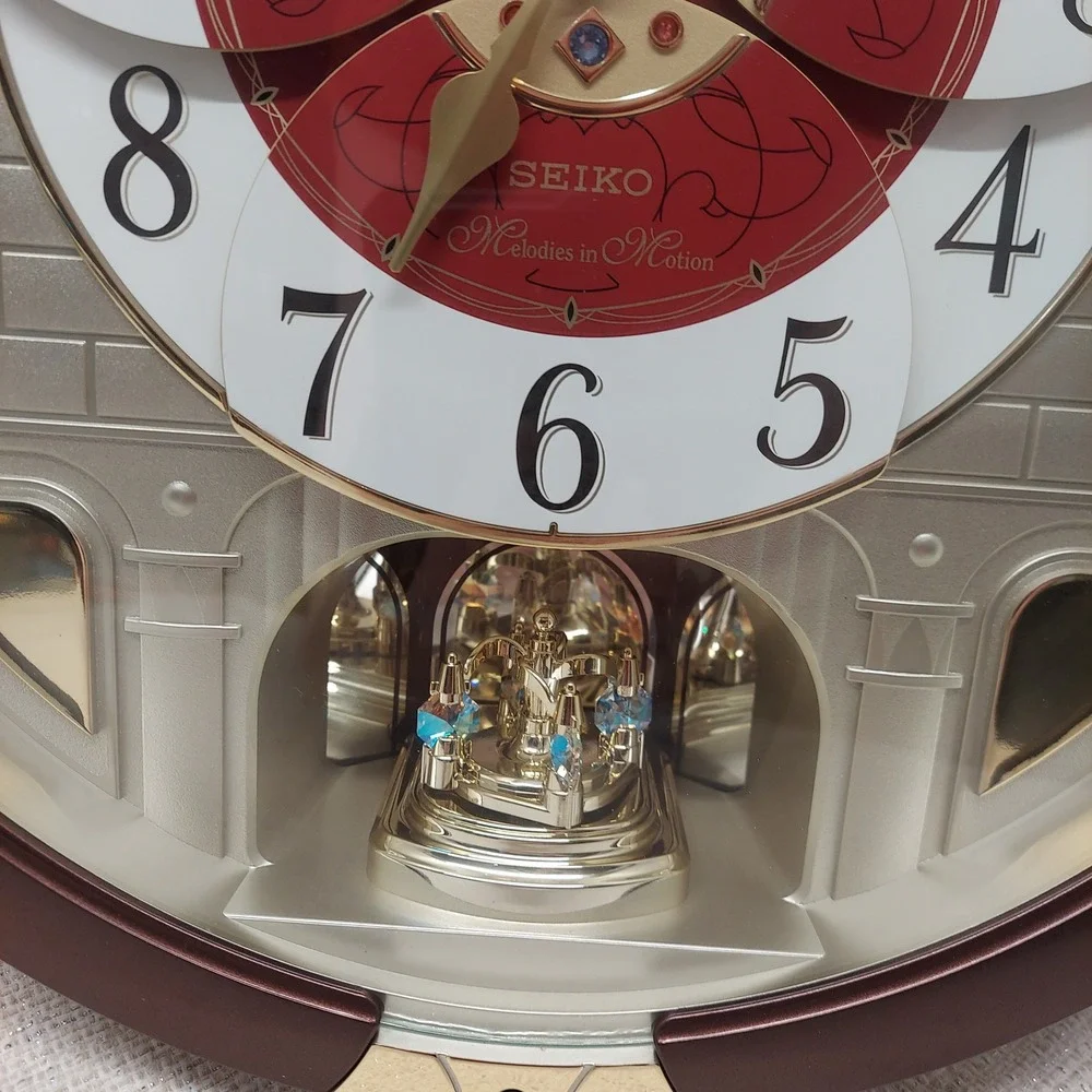 Seiko Melodies in Motion Wall Clock QXM565BRH Swarovski Crystals 24 Melodies
